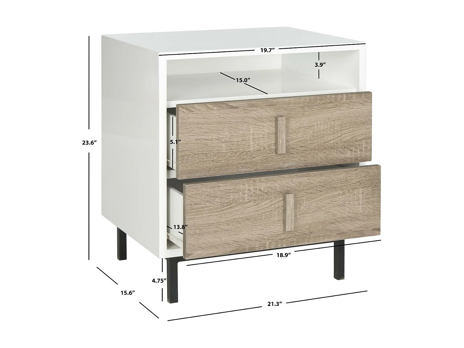 Meubles de rangement Blanc & Chêne 40 X 54 X 59.94 cm - Lolla