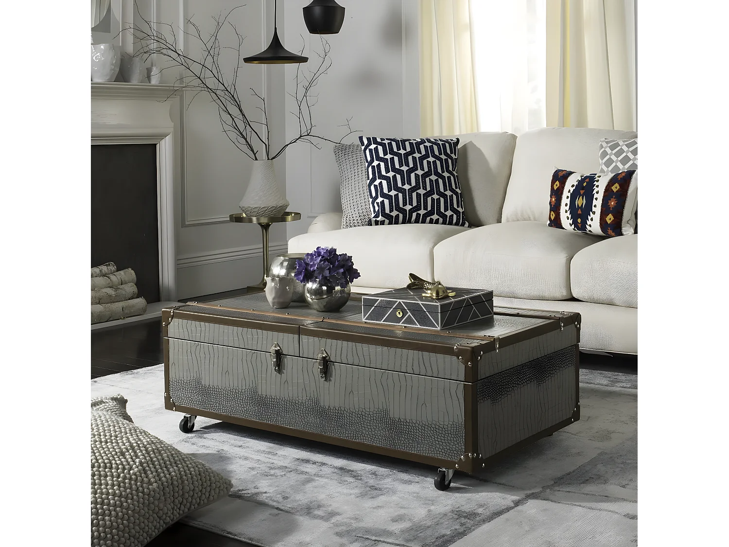 Table d'appoint Gris 60 X 120 X 39.11 cm - Jetta