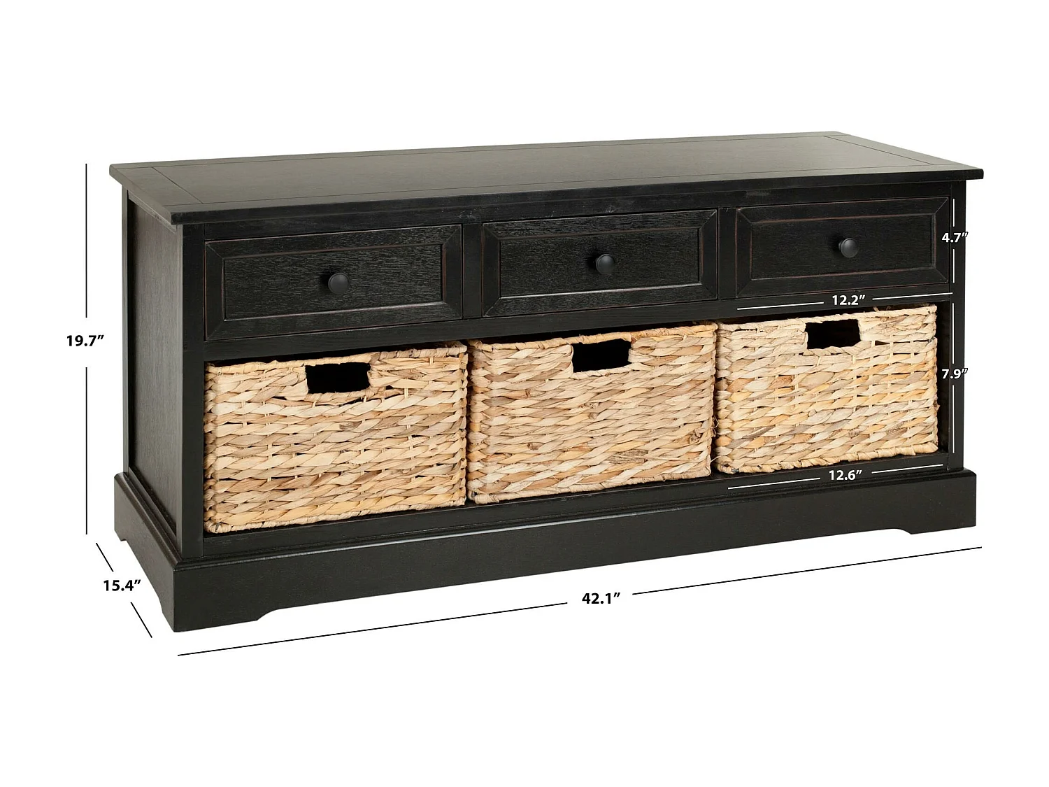 Meubles de rangement Distressed & Black 39 X 106 X 50.03 cm - Tomasa