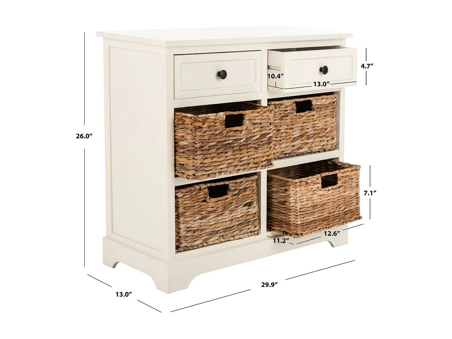 Meubles de rangement Distressed & Cream 33 X 75 X 70.1 cm - Veta