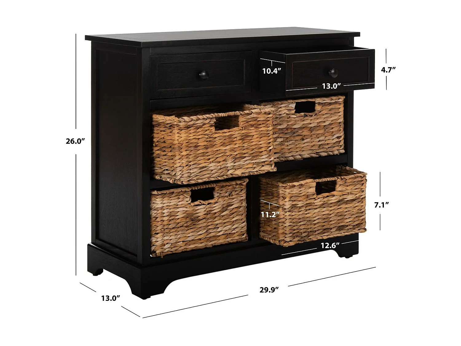 Meubles de rangement Distressed & Black 33 X 75 X 70.1 cm - Veta