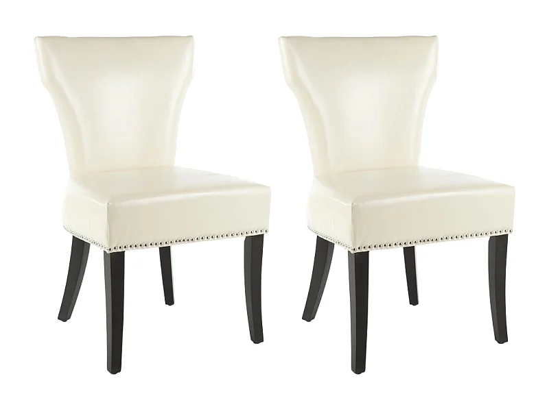 Lot de 2 chaise Crème et cuir 66 X 58 X 93.98 cm - Nancie