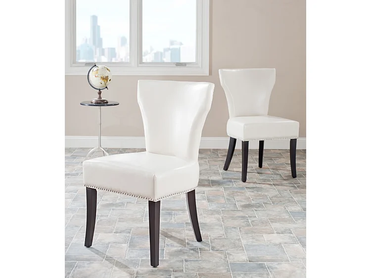 Lot de 2 chaise Crème et cuir 66 X 58 X 93.98 cm - Nancie