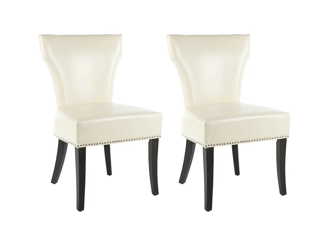 Lot de 2 chaise Crème et cuir 66 X 58 X 93.98 cm - Nancie