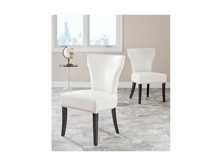 Lot de 2 chaise Crème et cuir 66 X 58 X 93.98 cm - Nancie