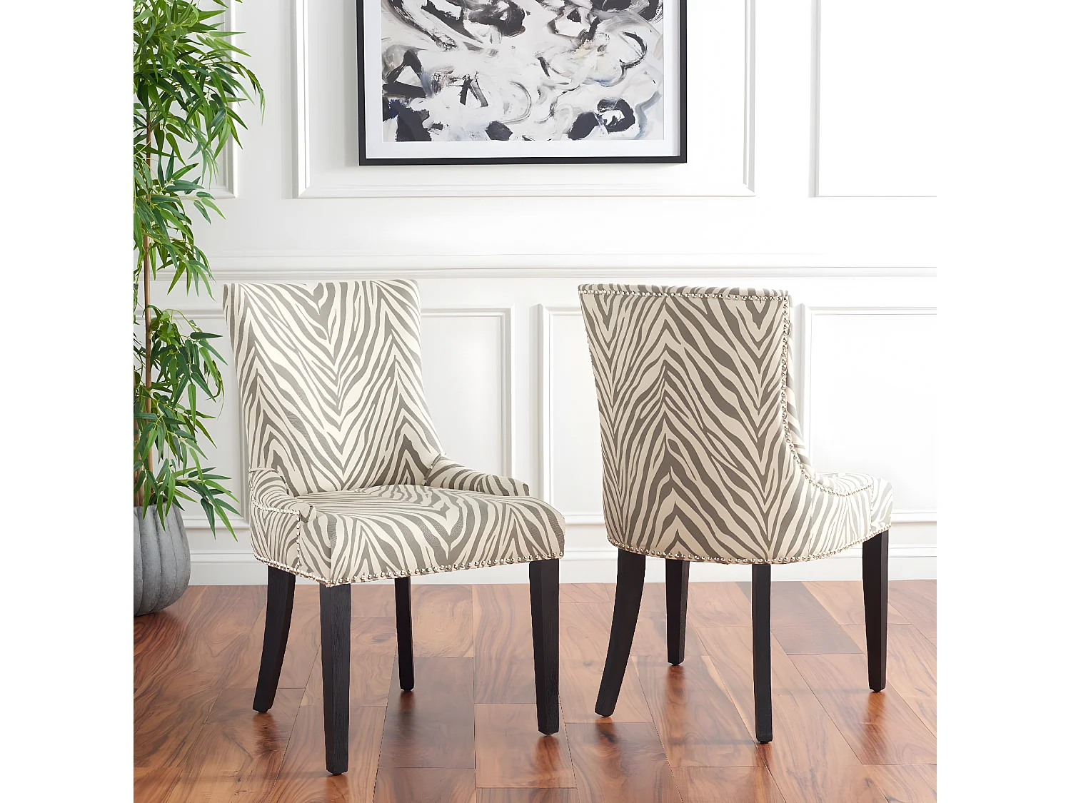 Lot de 2 chaise Gris zébré 63 X 56 X 92.45 cm - Marcelina