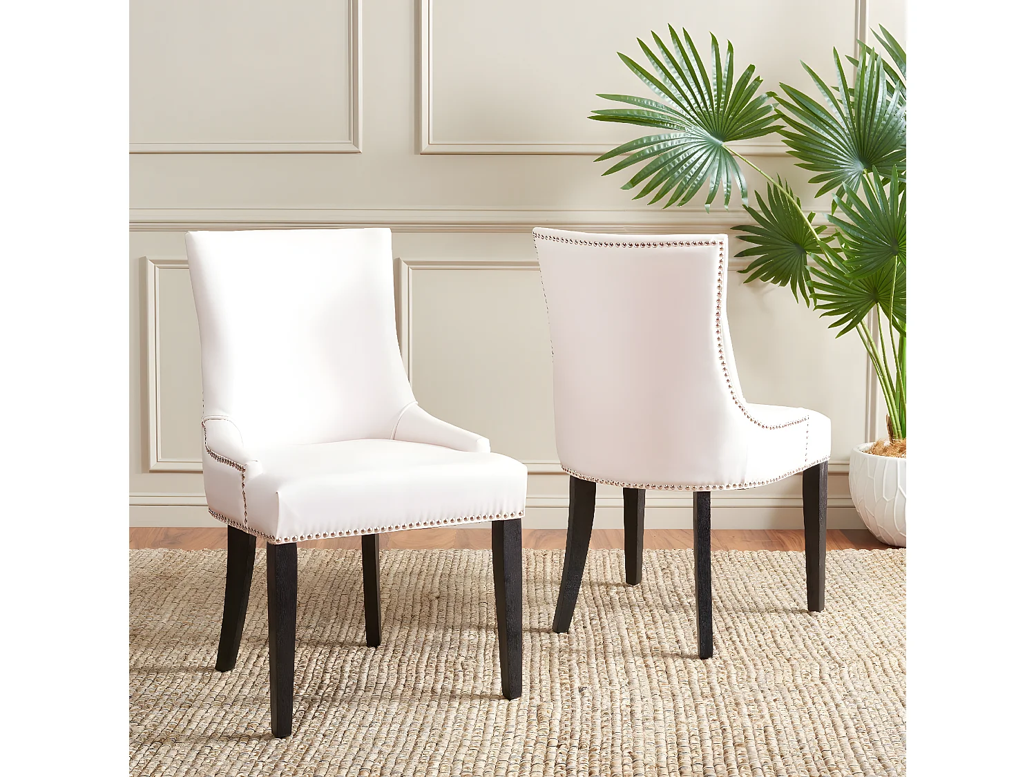 chaise Blanc Cuir 63 X 56 X 92.45 cm - Marcelina