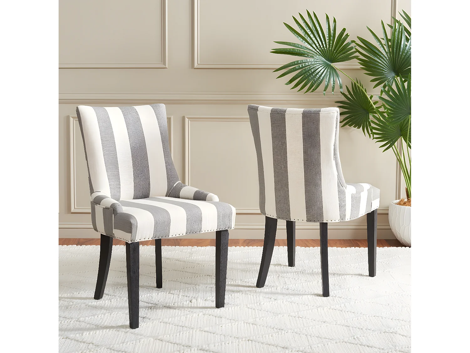 Lot de 2 chaise Gris et os 63 X 56 X 92.45 cm - Marcelina