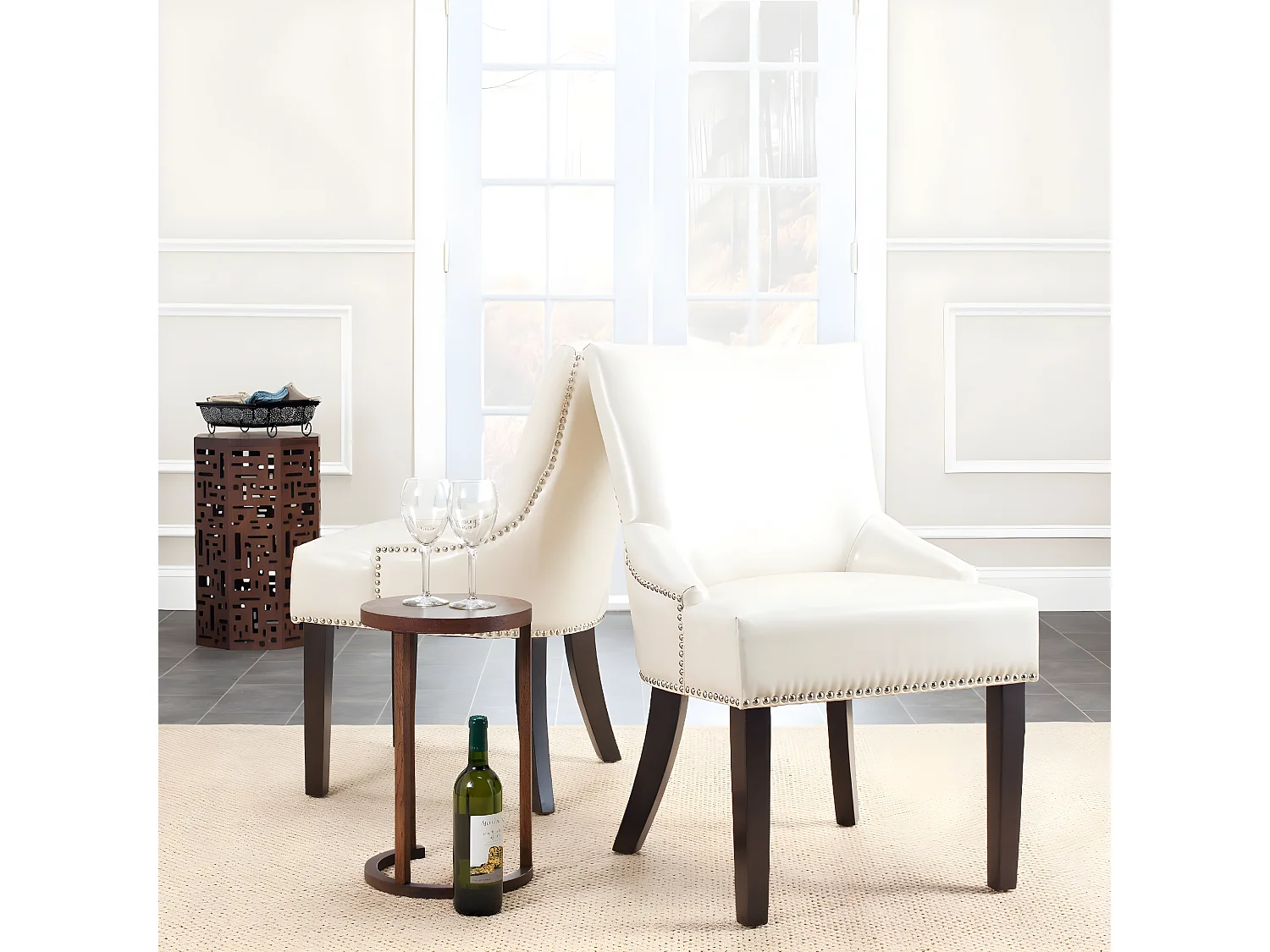 Lot de 2 chaise Crème et cuir 64 X 55 X 87.88 cm - Luanne