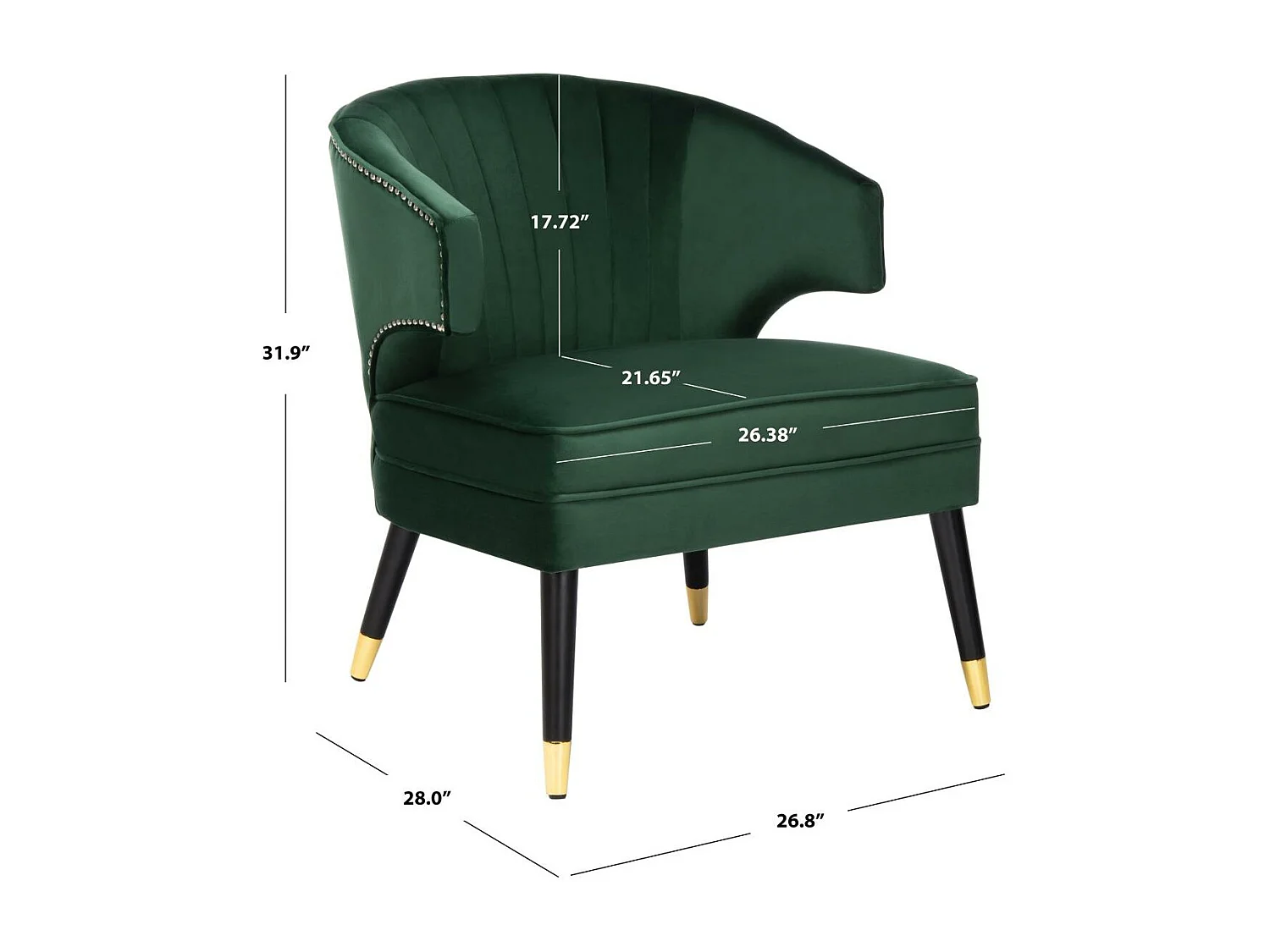 chaise Vert forêt et noir 71 X 71 X 73 cm - Elmyra