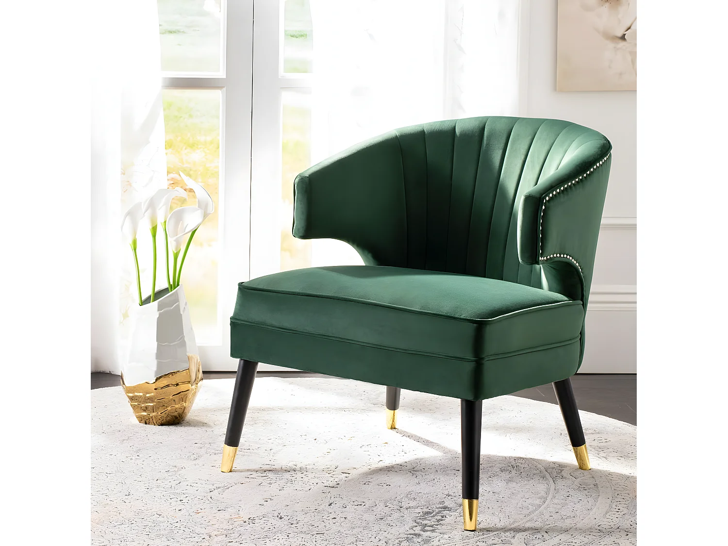chaise Vert forêt et noir 71 X 71 X 73 cm - Elmyra