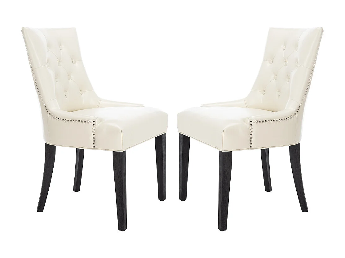 Lot de 2 chaise Crème et cuir 60 X 56 X 92.45 cm - Saundra