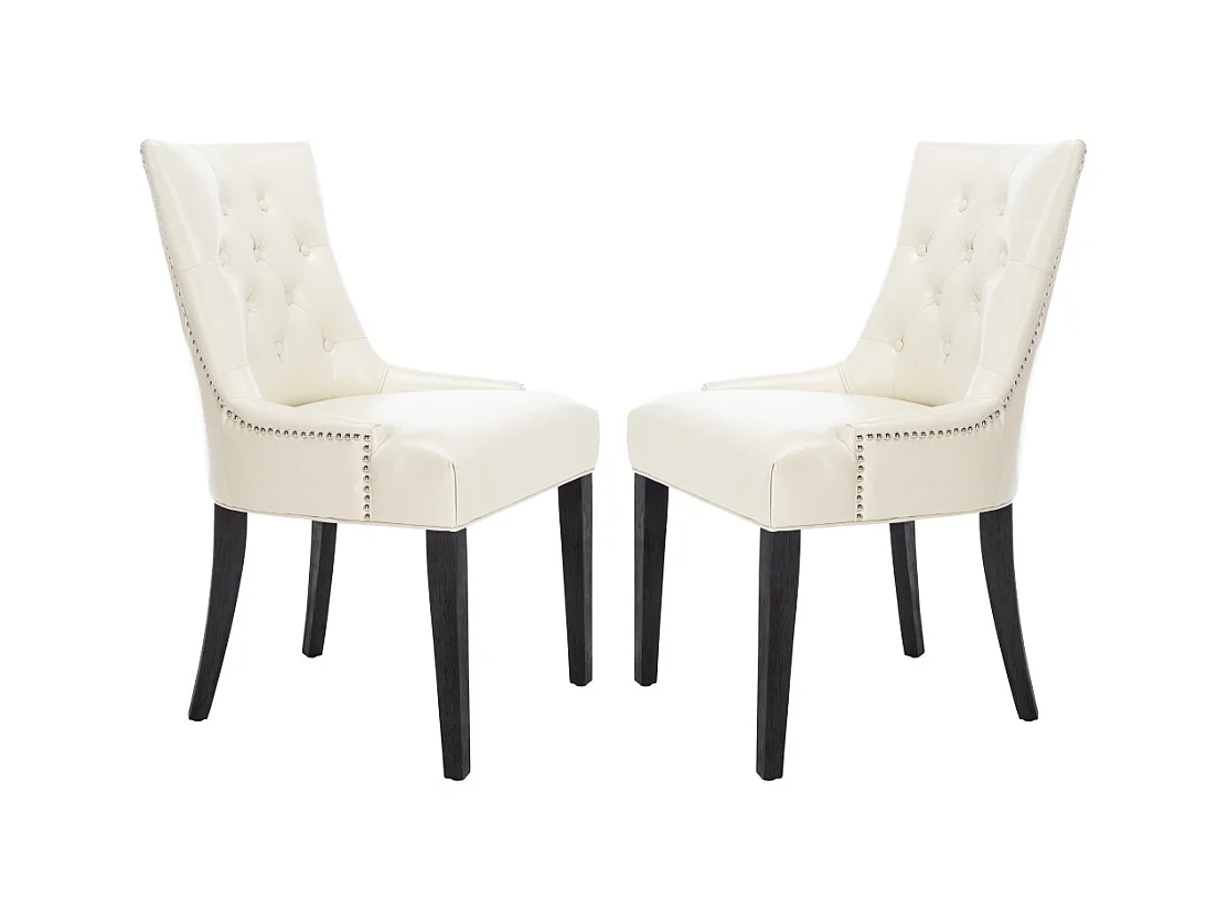Lot de 2 chaise Crème et cuir 60 X 56 X 92.45 cm - Saundra