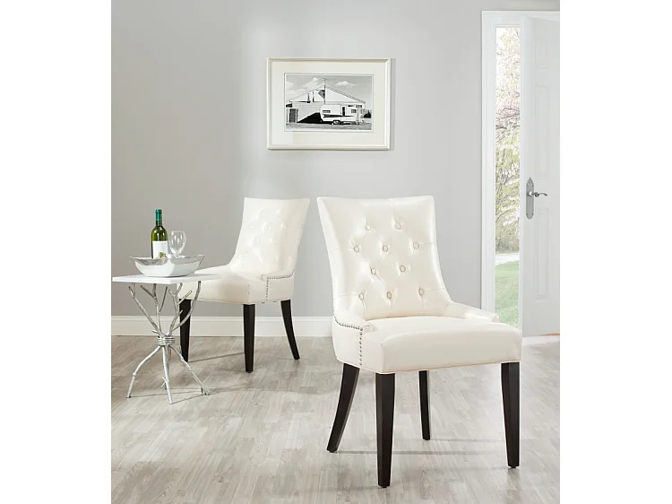 Lot de 2 chaise Crème et cuir 60 X 56 X 92.45 cm - Saundra