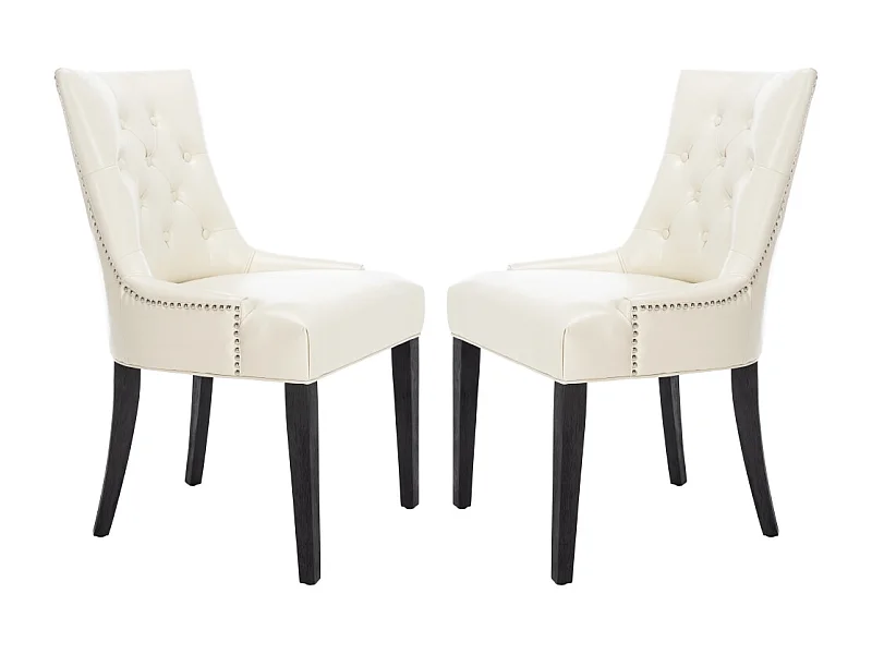 Lot de 2 chaise Crème et cuir 60 X 56 X 92.45 cm - Saundra