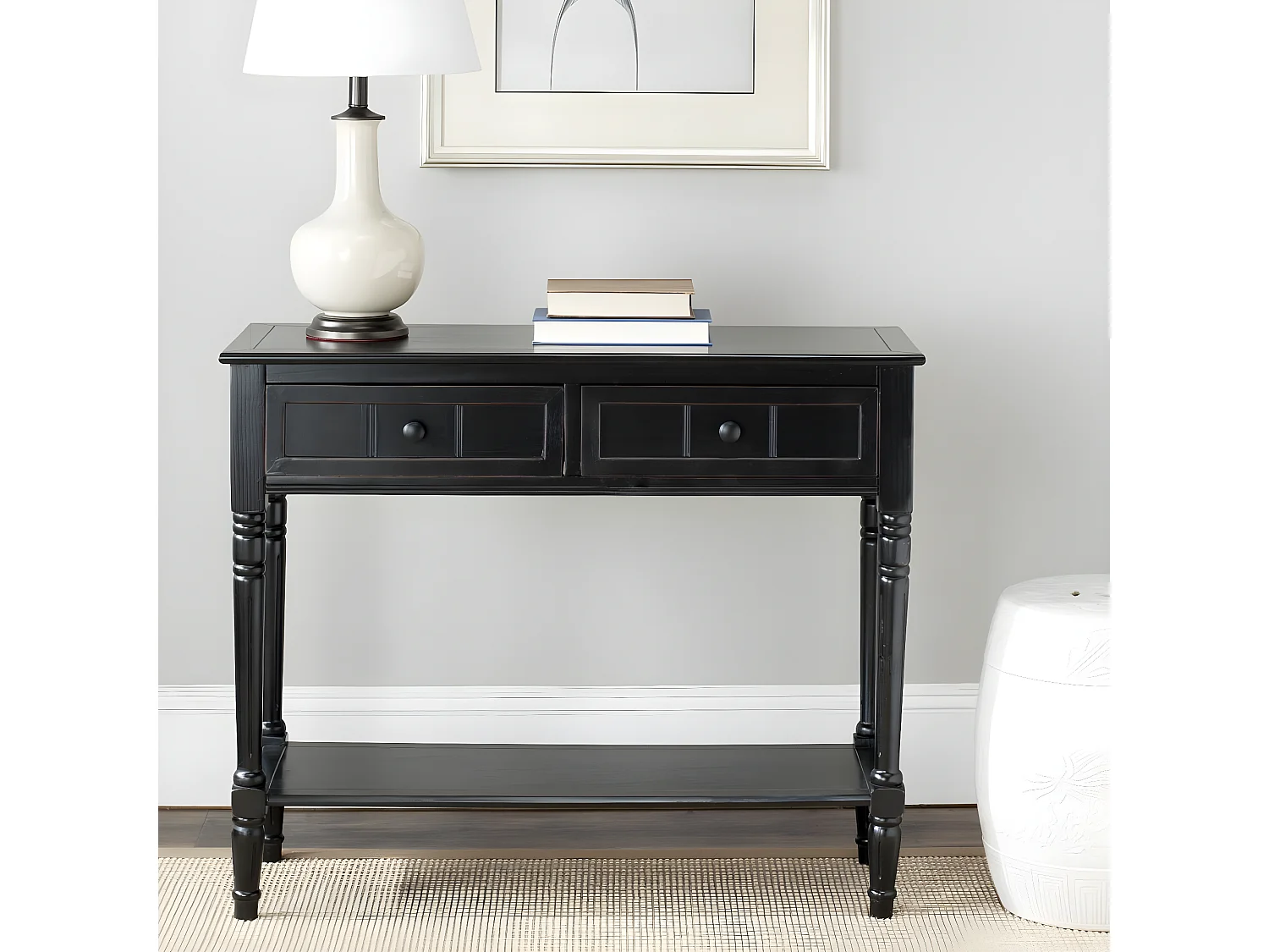 Table d'appoint Distressed et noir 35 X 91 X 73.66 cm - Margarite