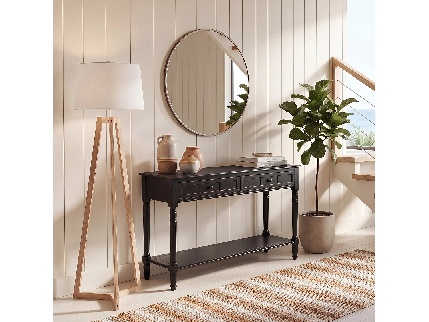 Table d'appoint Distressed et noir 35 X 91 X 73.66 cm - Margarite