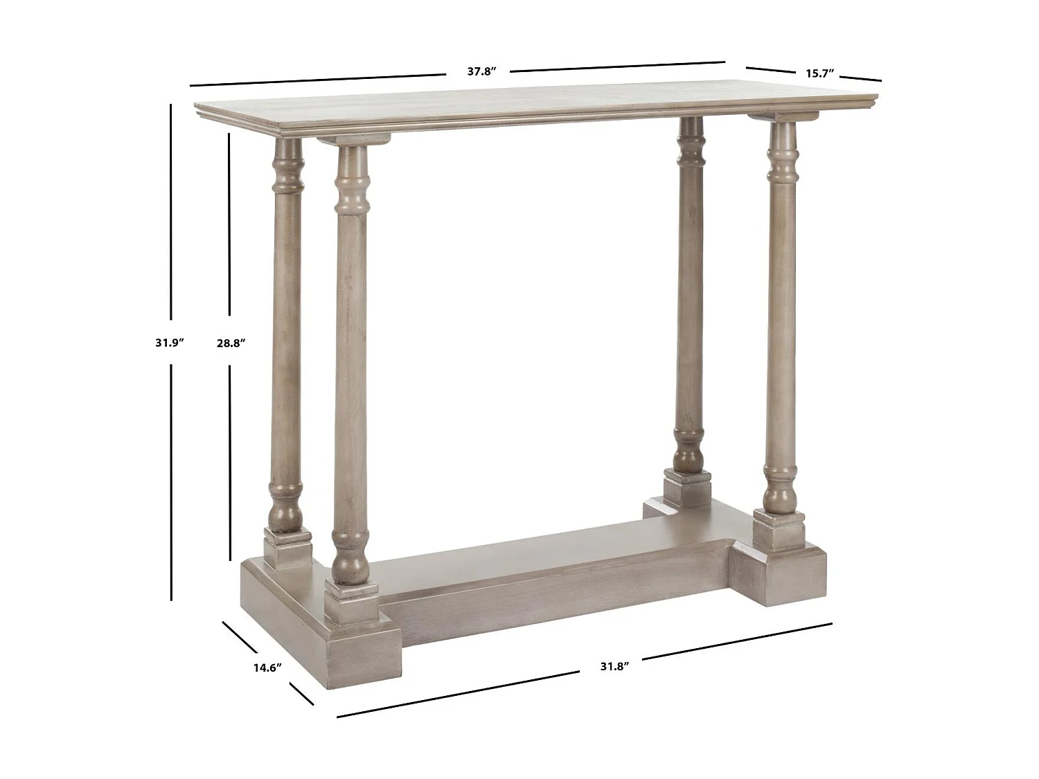 Table d'appoint Gris Vintage 40 X 96 X 81.02 cm - Elvia