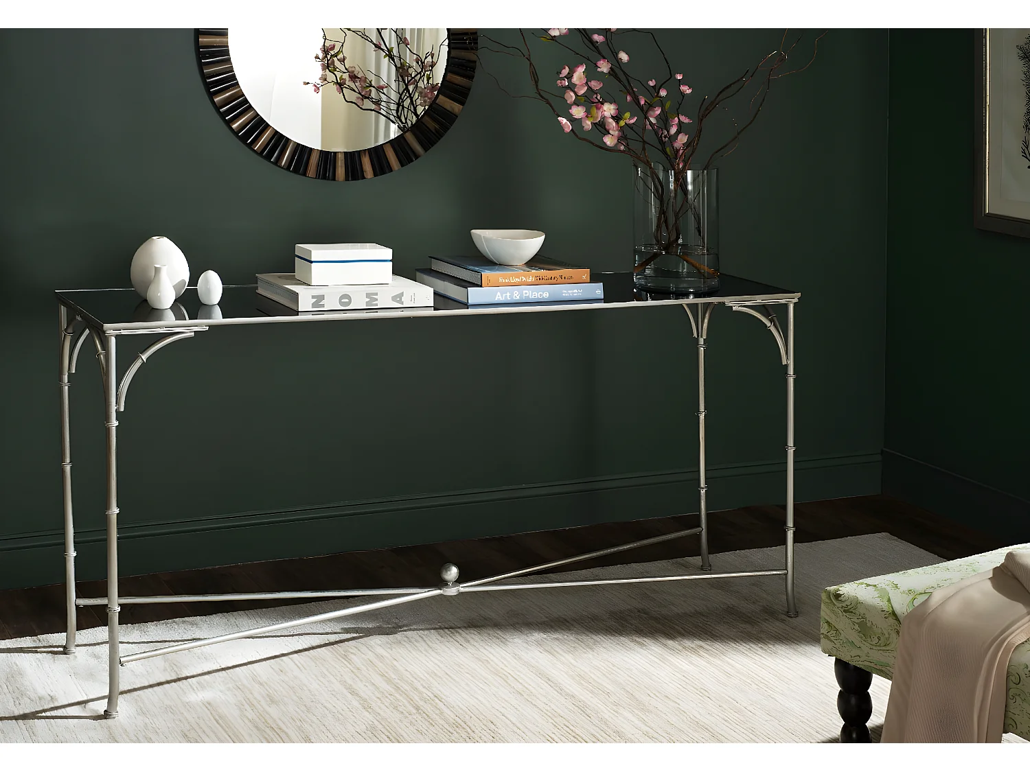 Table d'appoint Argent et noir 160 X 40 X 81.28 cm - Vennie