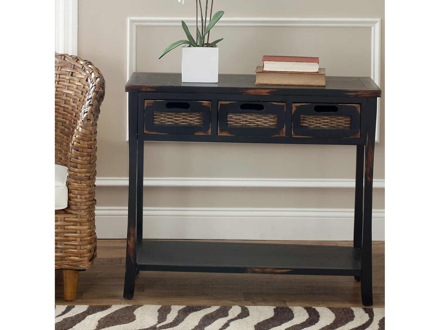 Table d'appoint Distressed & Black 36 X 86 X 76.2 cm - Laverna