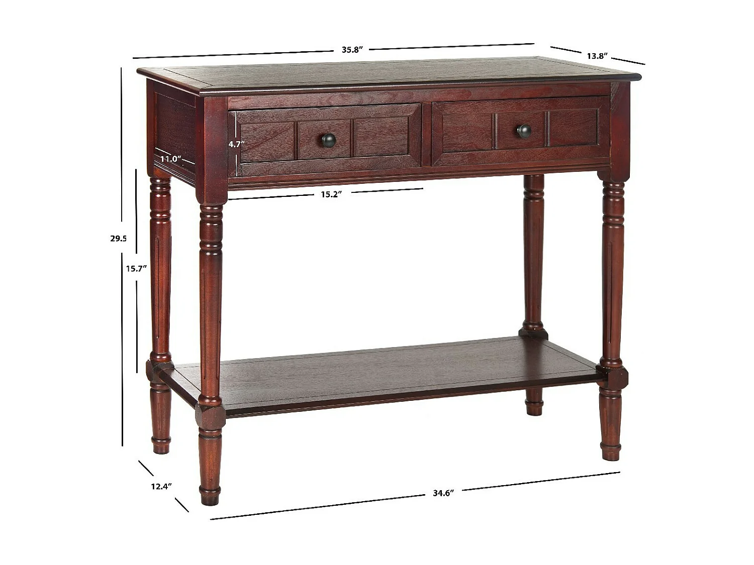 Table d'appoint Cerise foncée 35 X 91 X 74.93 cm - Margarite