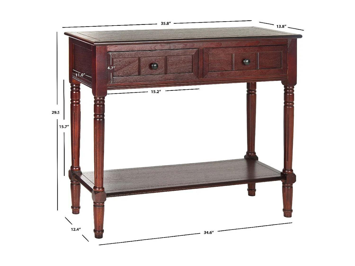 Table d'appoint Cerise foncée 35 X 91 X 74.93 cm - Margarite