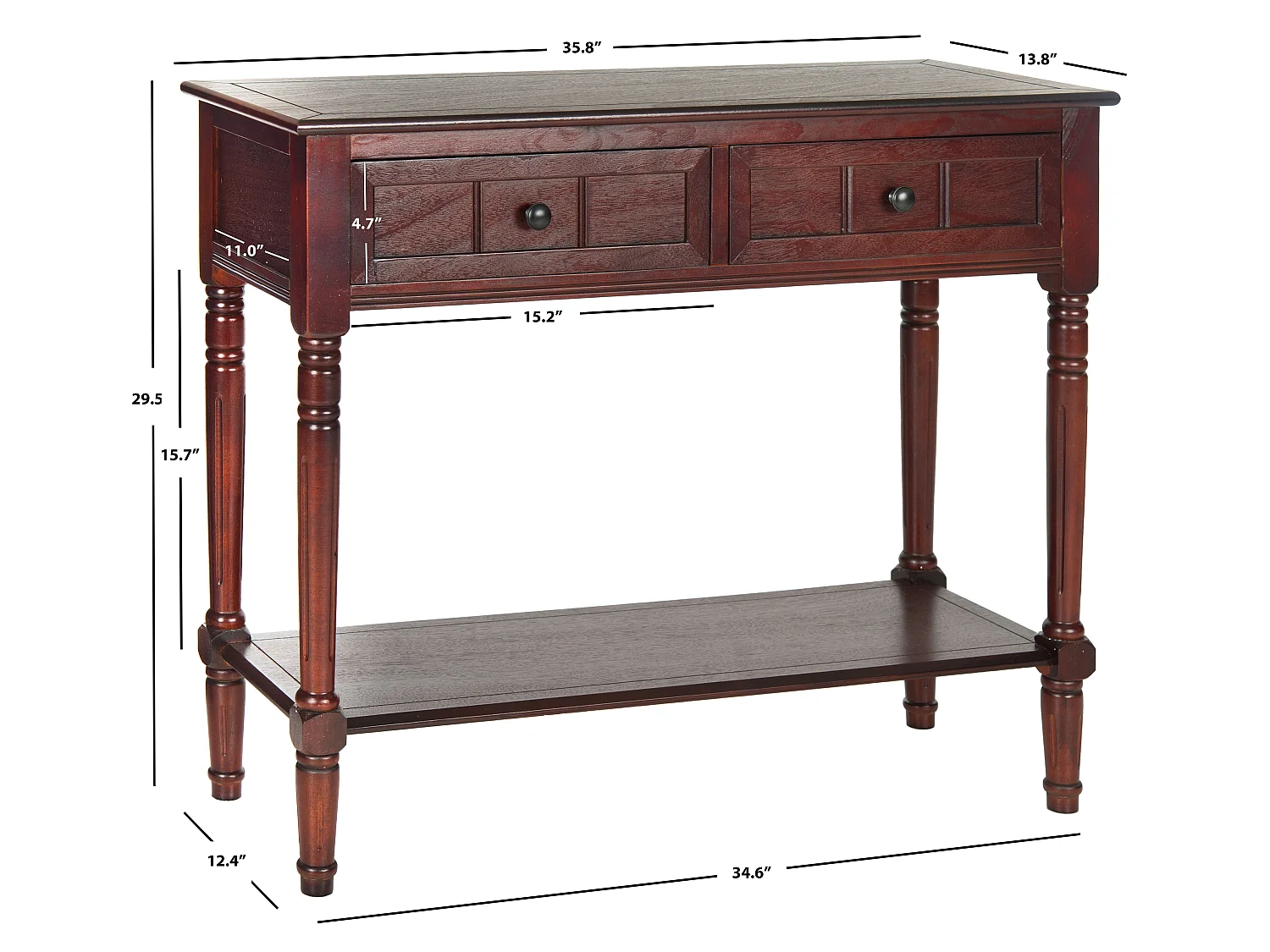 Table d'appoint Cerise foncée 35 X 91 X 74.93 cm - Margarite