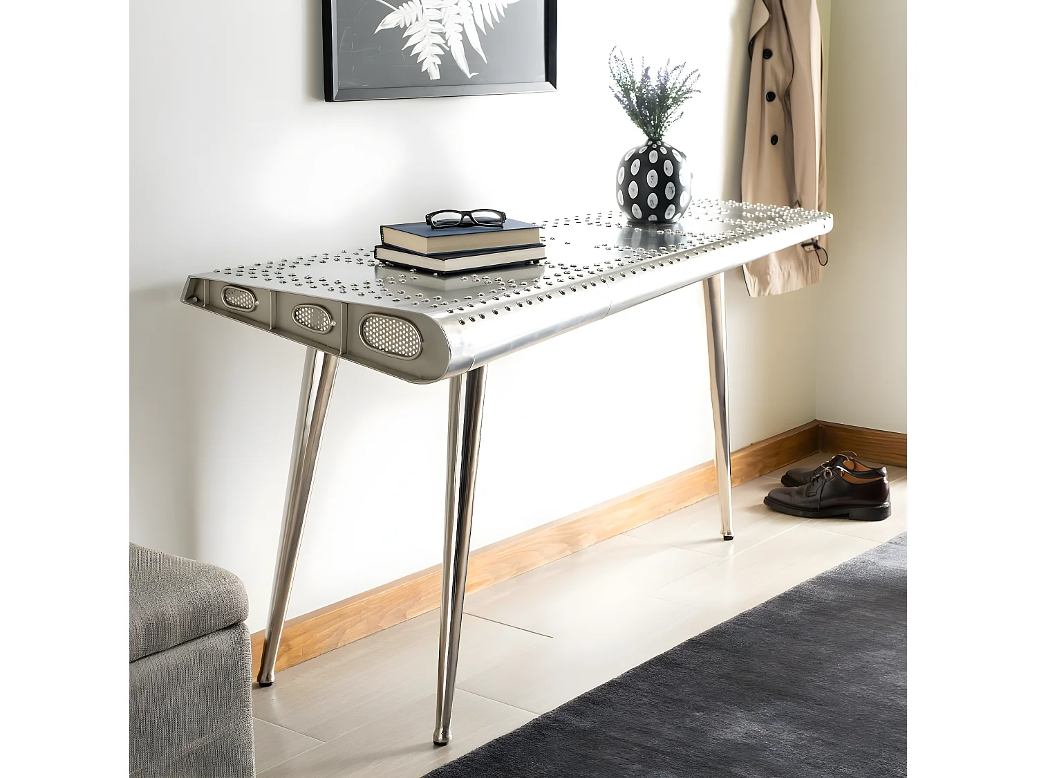 Table d'appoint Argent 58 X 140 X 73.66 cm - Monnie