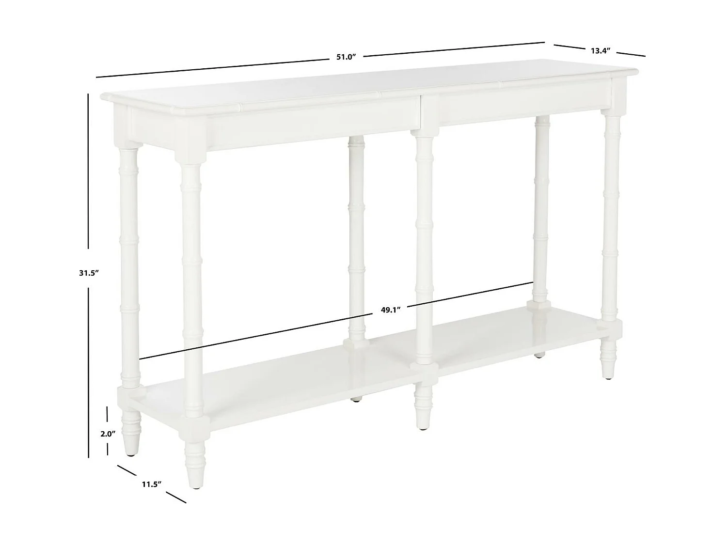 Table d'appoint Blanc 130 X 34 X 80.01 cm - Freeda