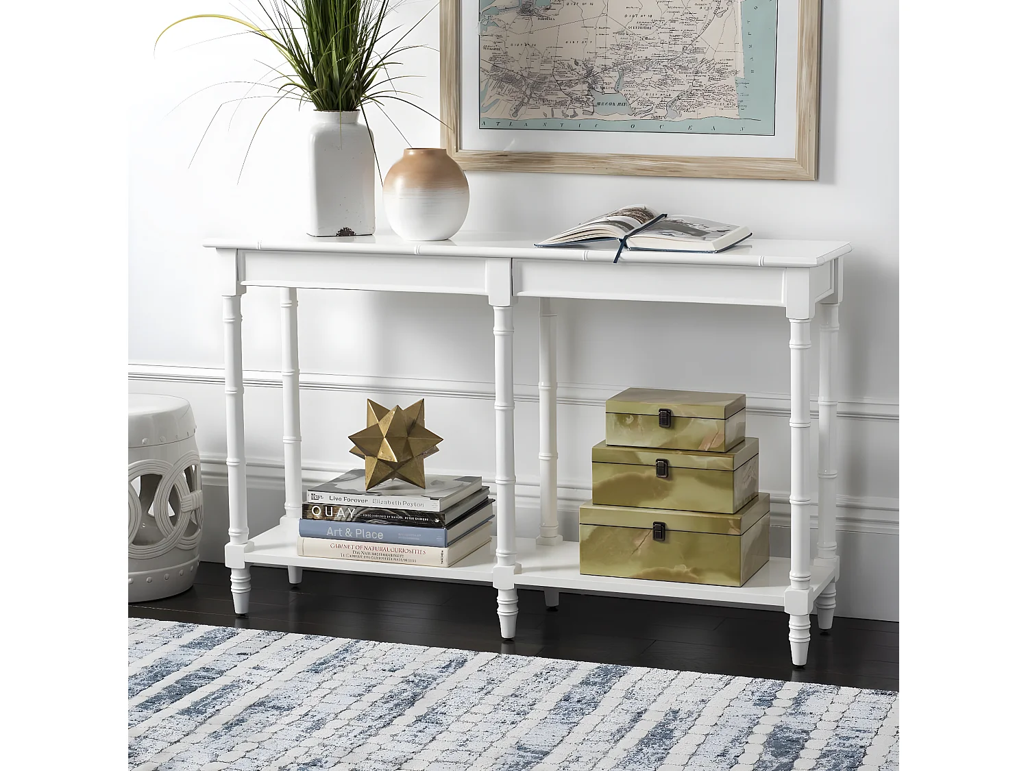 Table d'appoint Blanc 130 X 34 X 80.01 cm - Freeda