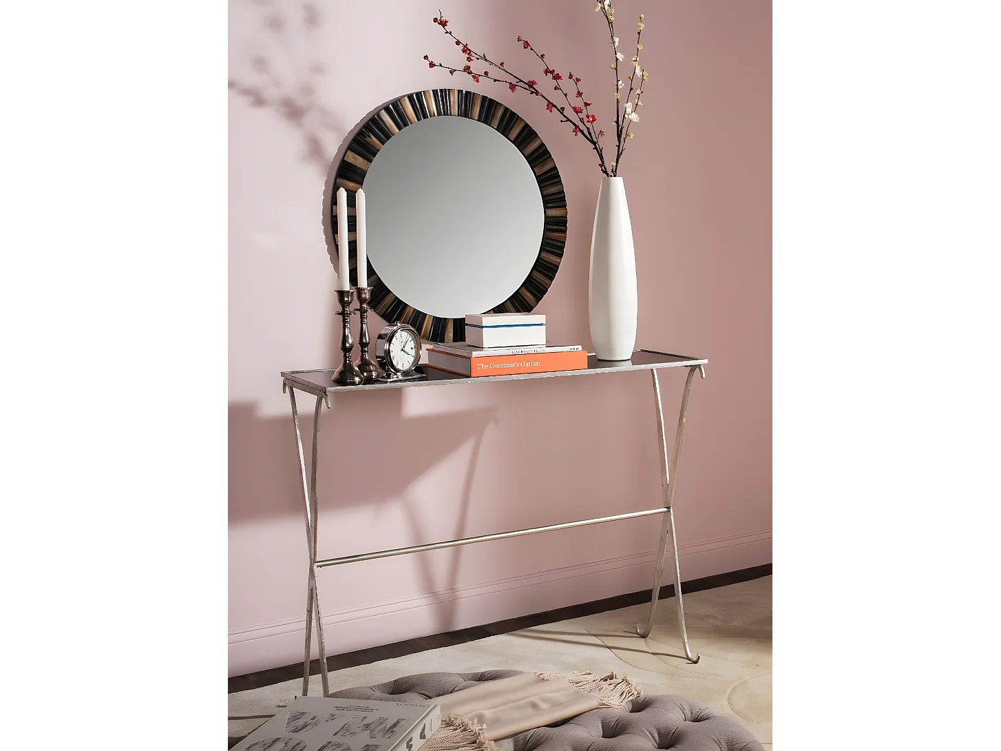 Table d'appoint Argent et noir 106 X 33 X 90.17 cm - Pearly