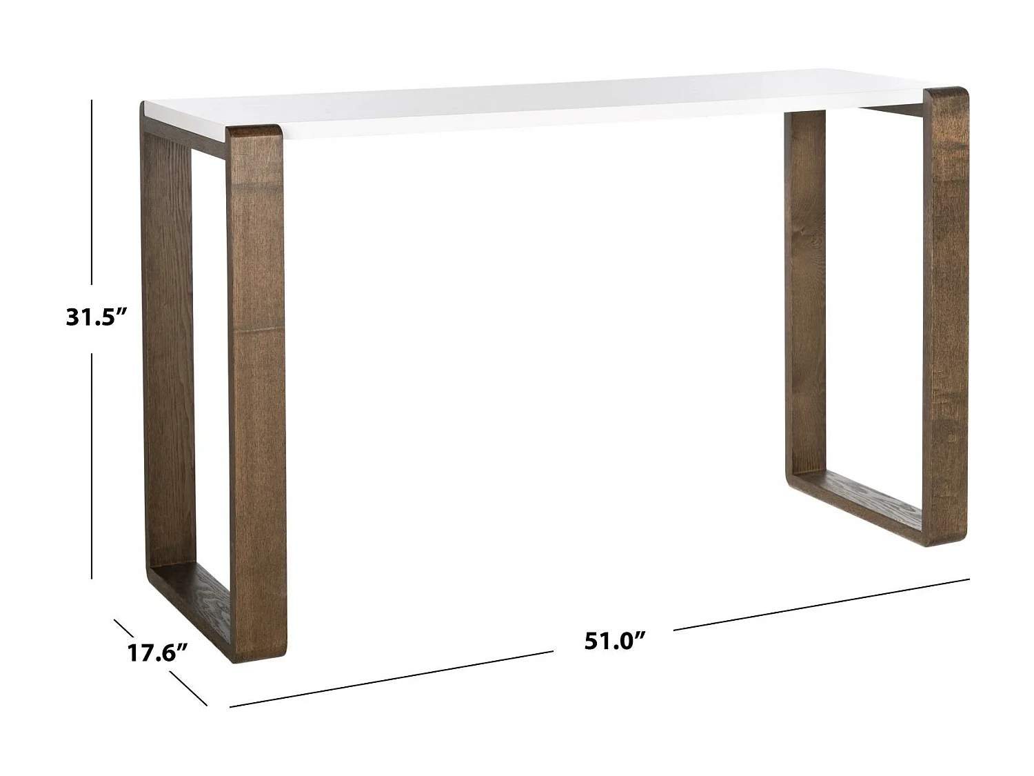 Table d'appoint Blanc & Marron foncé 45 X 130 X 80.01 cm - Essa