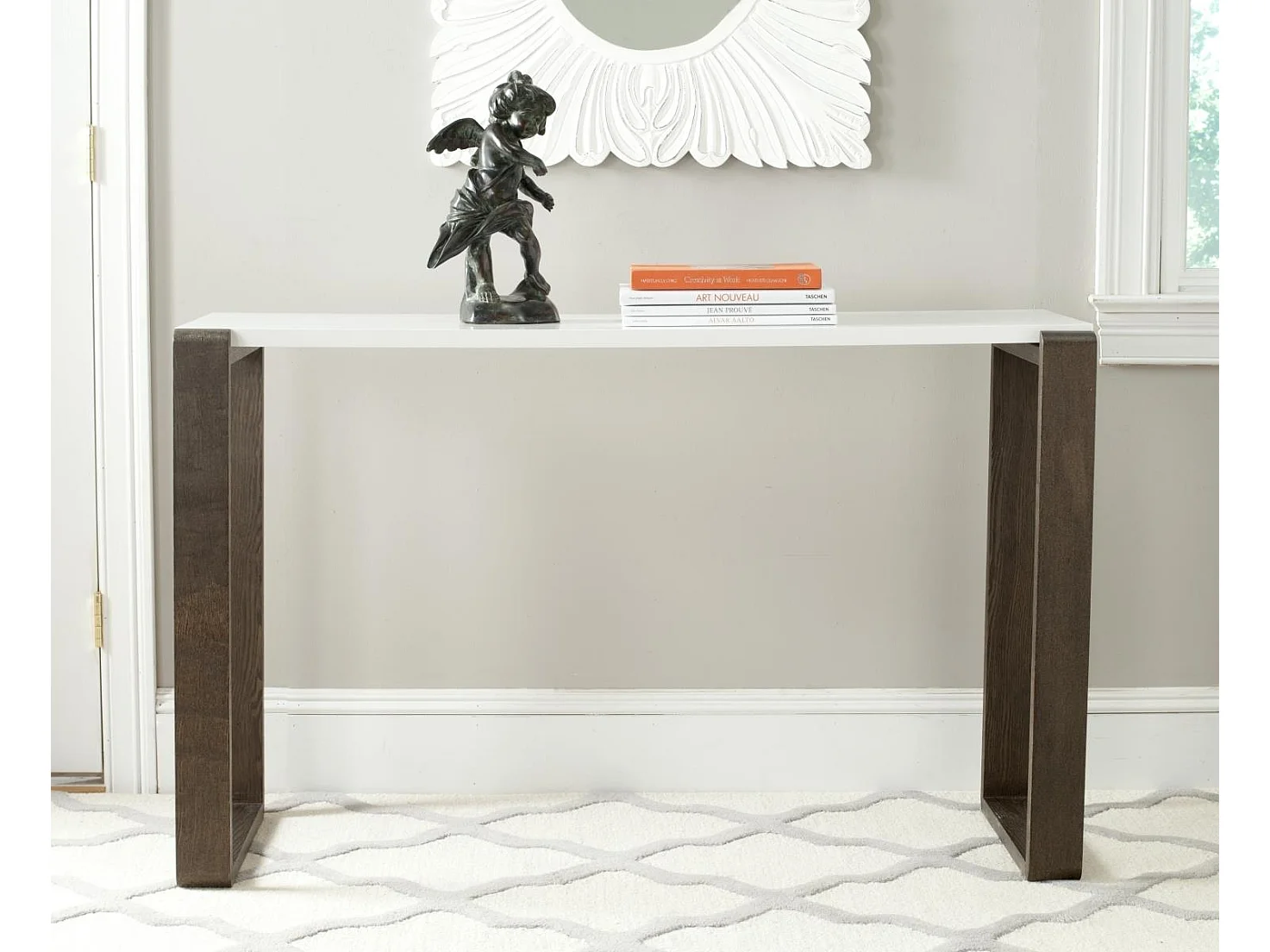 Table d'appoint Blanc & Marron foncé 45 X 130 X 80.01 cm - Essa