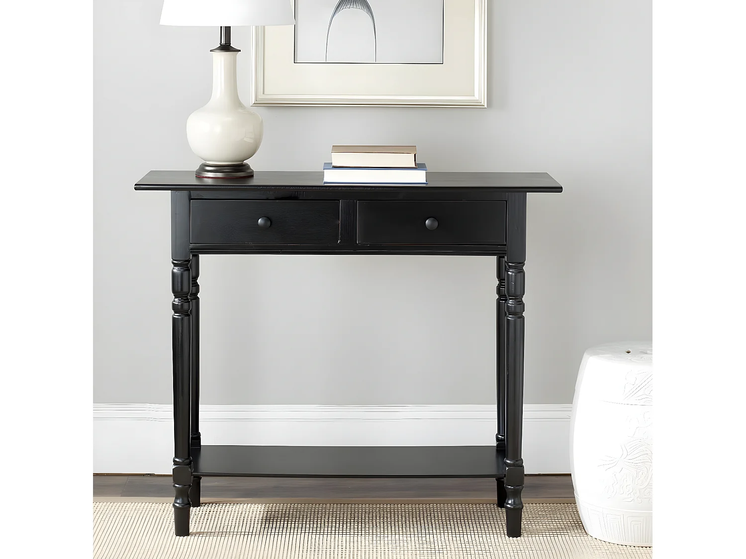 Table d'appoint Distressed et noir 33 X 96 X 78.74 cm - Eathel