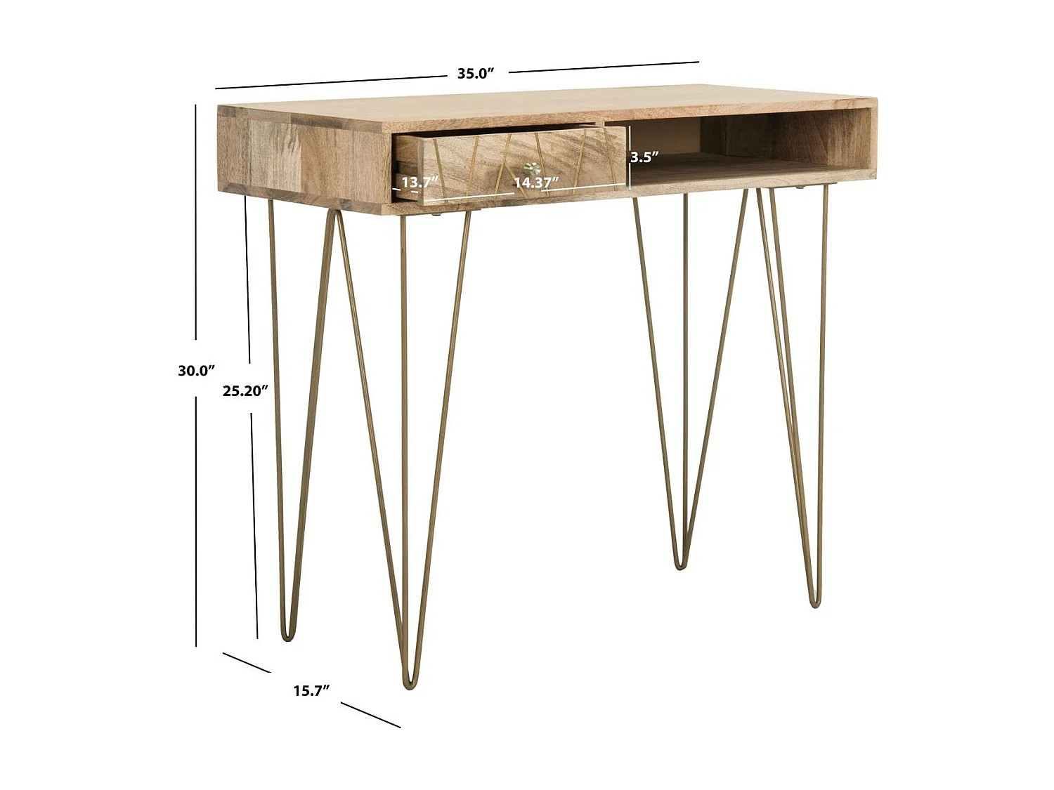 Bureau naturel 89 X 40 X 76.2 cm - Virgia