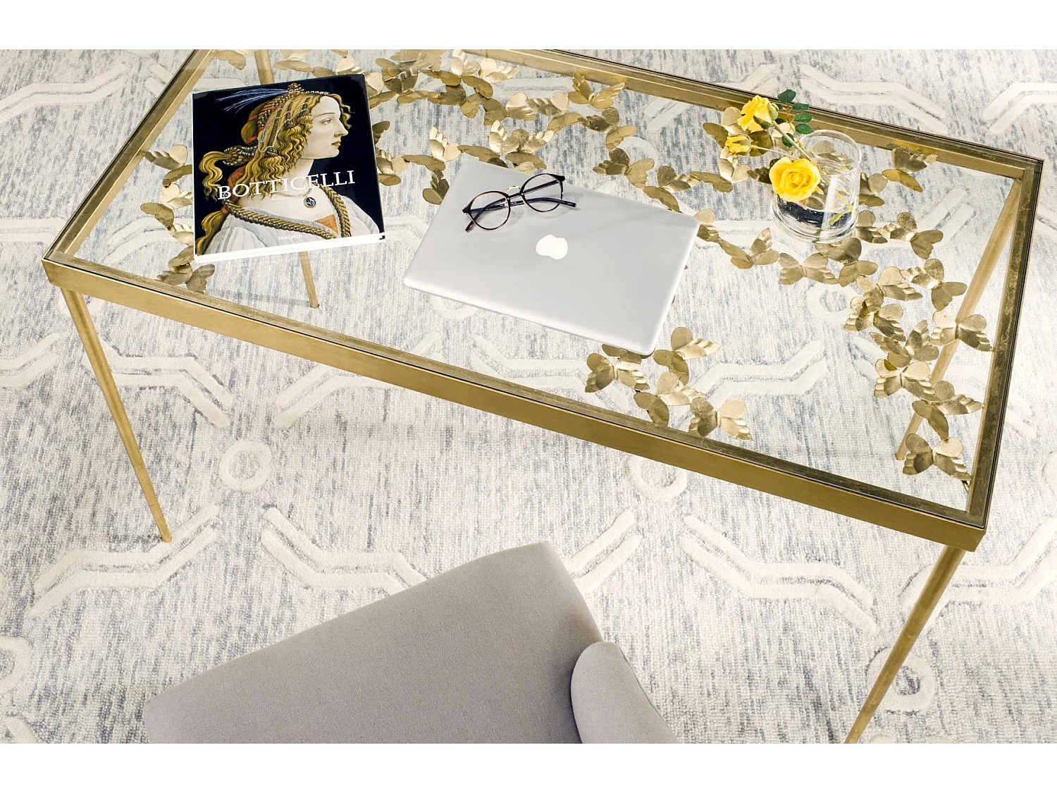 Bureau Or et transparent 60 X 119 X 74.93 cm - Olivine