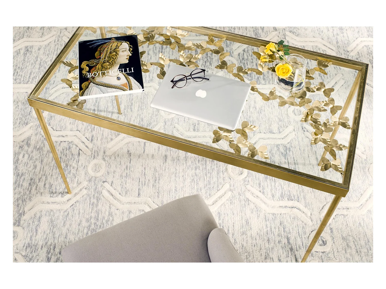 Bureau Or et transparent 60 X 119 X 74.93 cm - Olivine