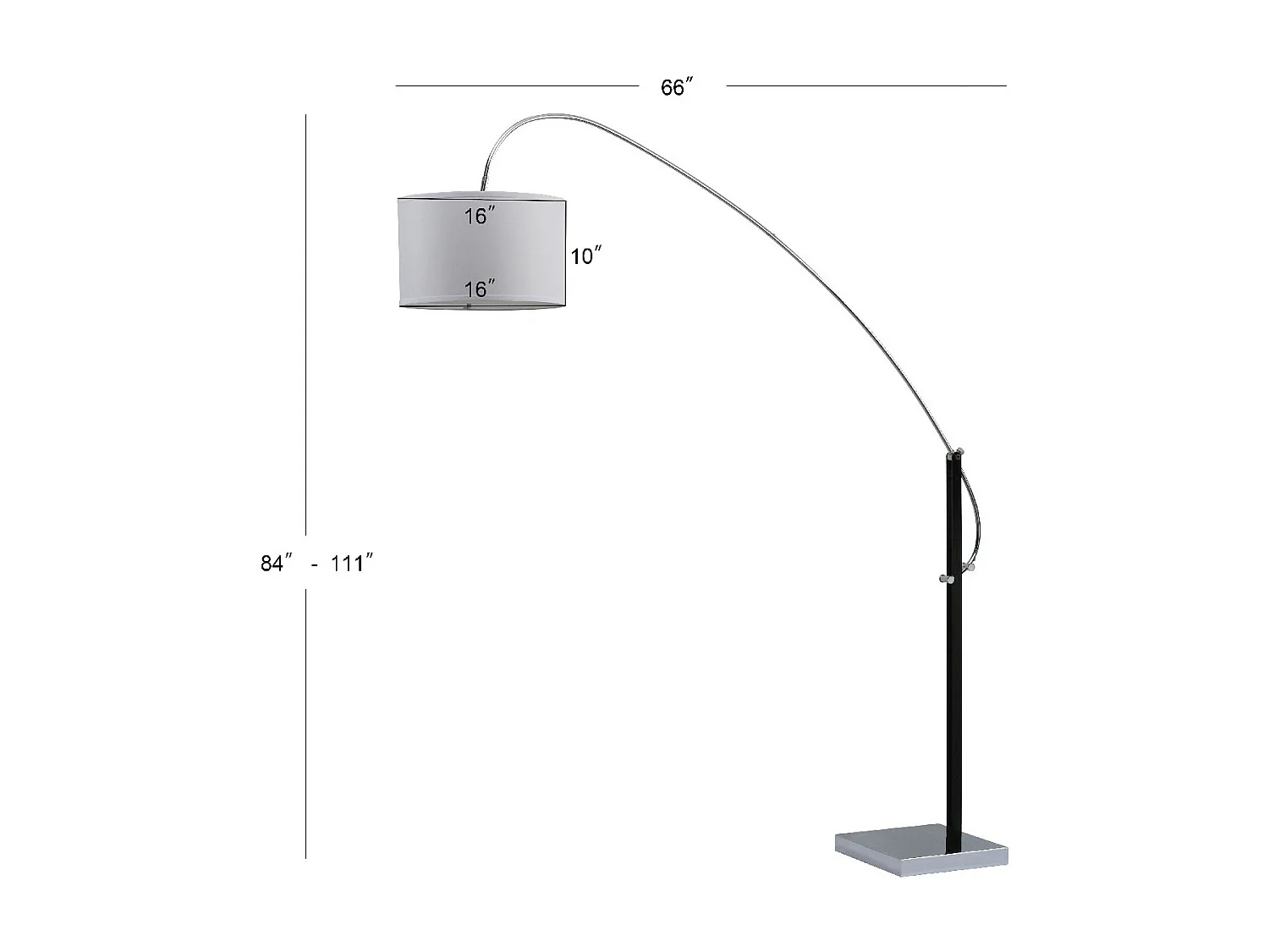 Lampadaire Chrome et noir 46 X 168 X 213.36 cm - Maebell