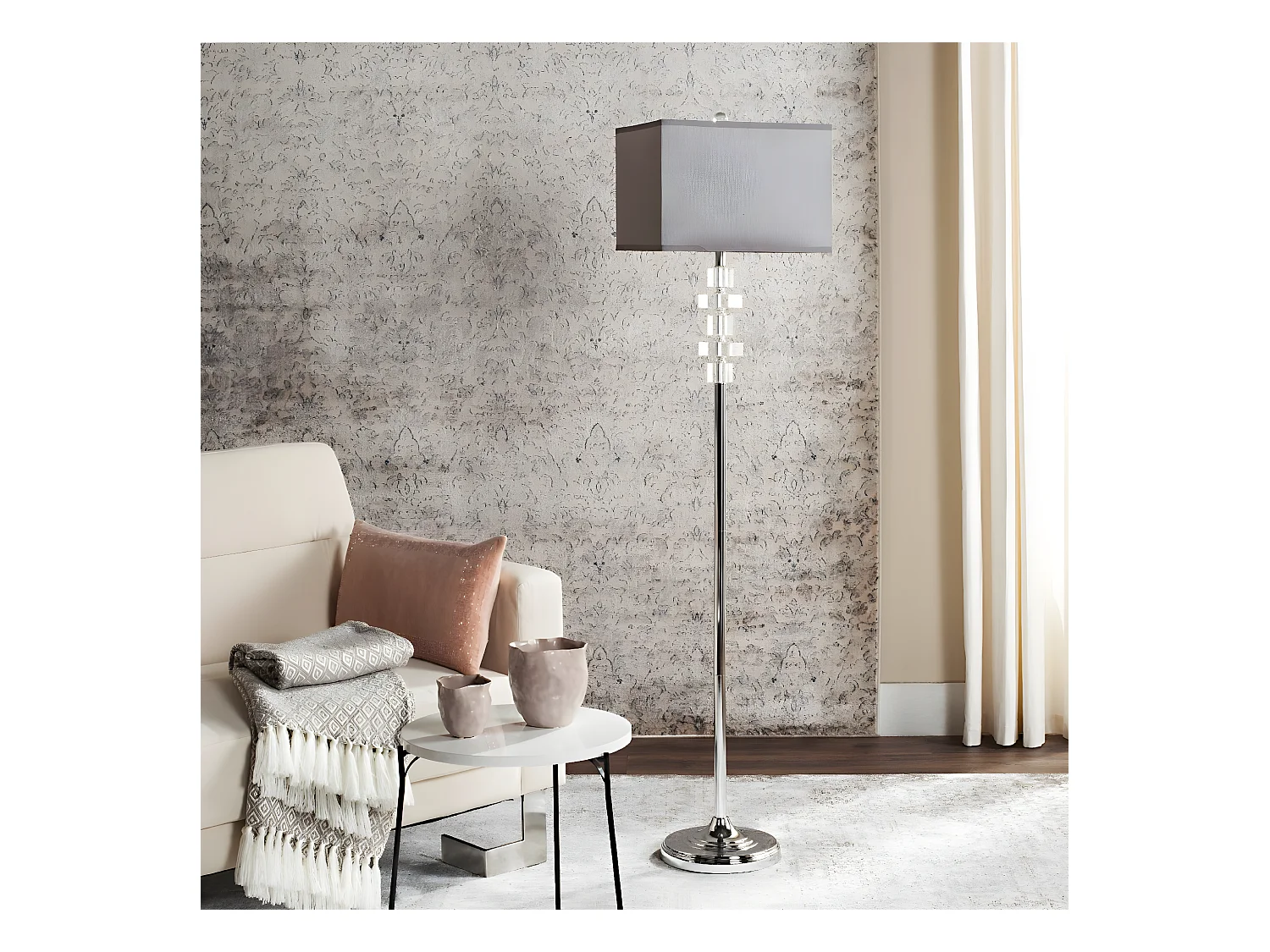 Lampadaire Transparent et chrome 36 X 36 X 153.03 cm - Yvette