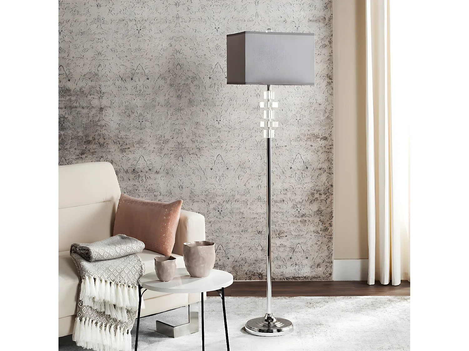 Lampadaire Transparent et chrome 36 X 36 X 153.03 cm - Yvette