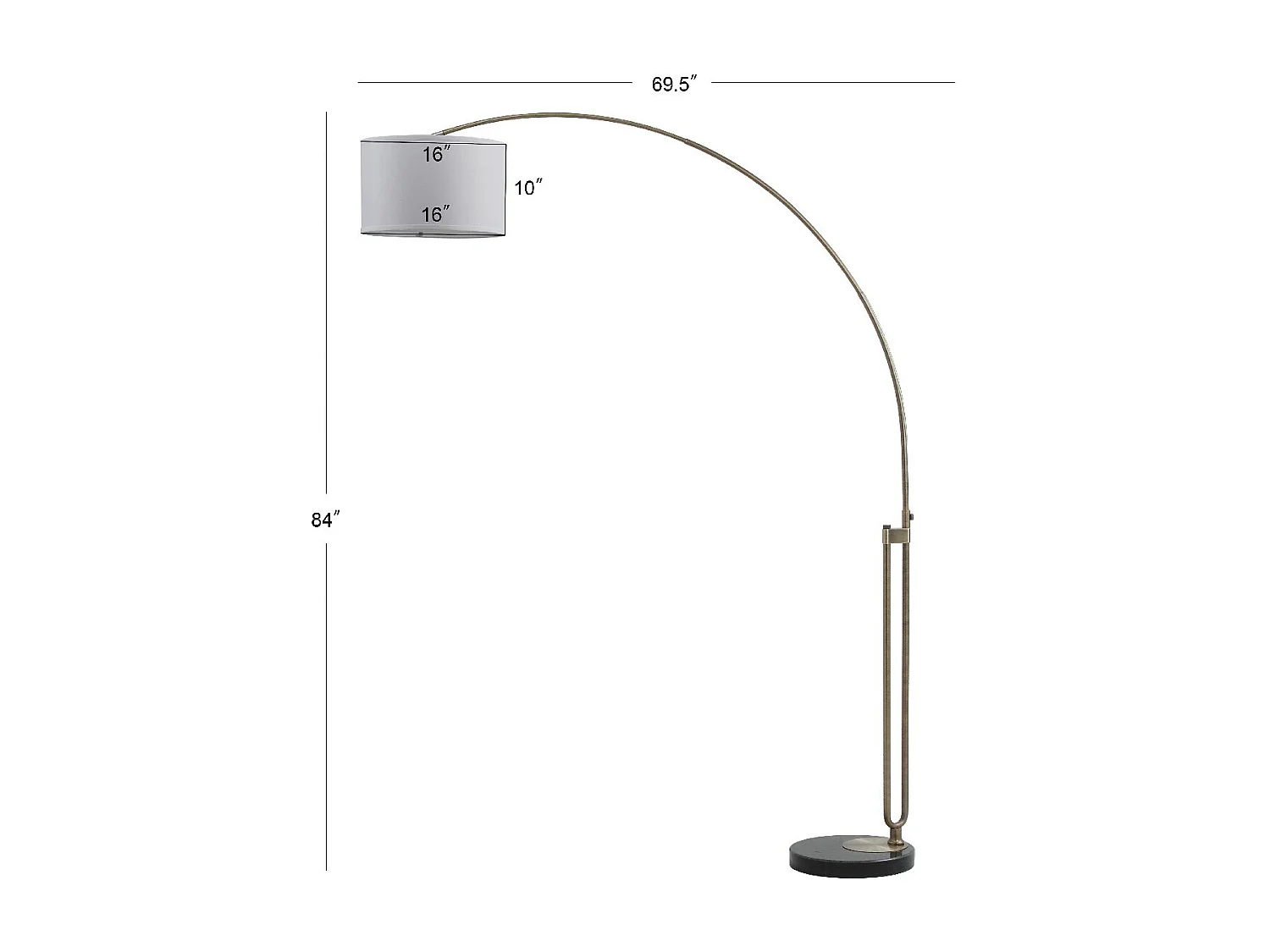 Lampadaire Laiton antique 41 X 177 X 213.36 cm - Dorathy