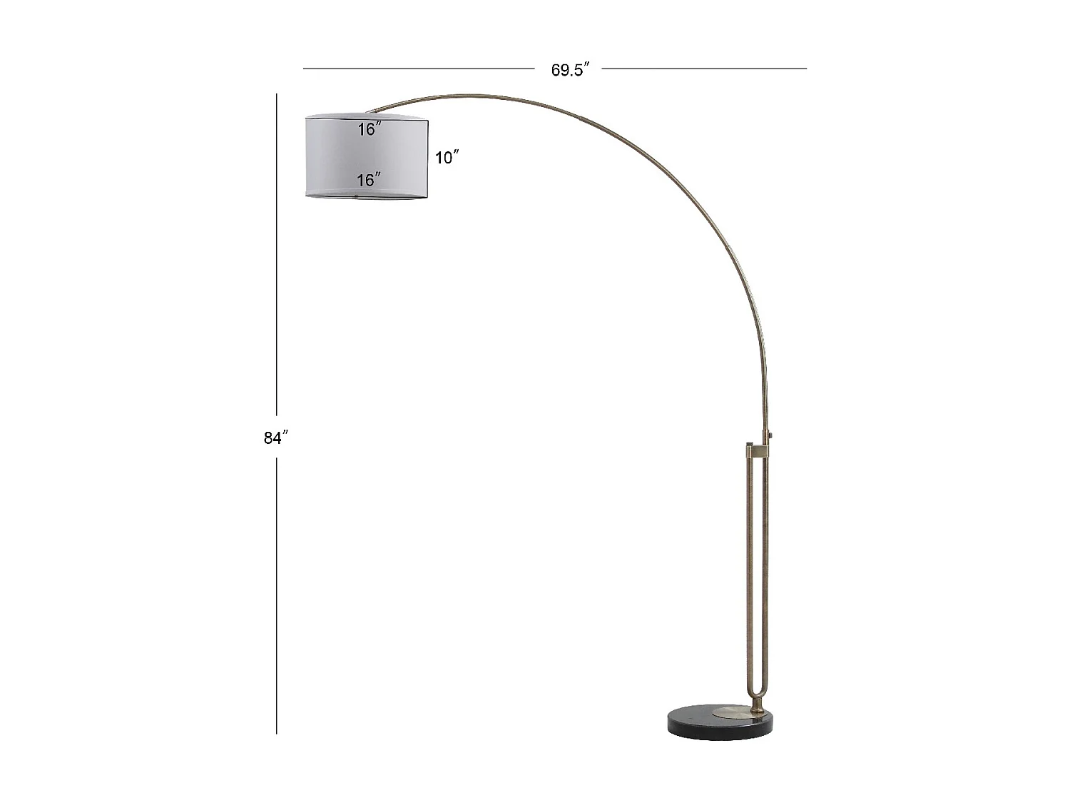 Lampadaire Laiton antique 41 X 177 X 213.36 cm - Dorathy