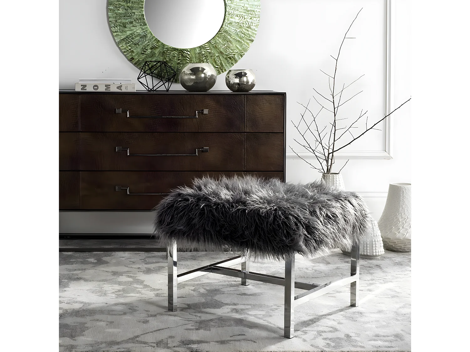 Banc & Ottomane Gris 53 X 53 X 41.91 cm - Eppie