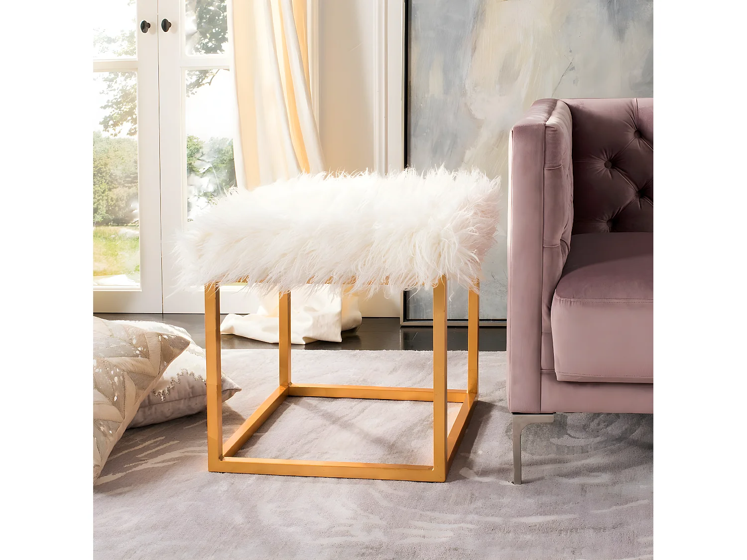 Banc & Ottomane Blanc 53 X 53 X 50.8 cm - Orra