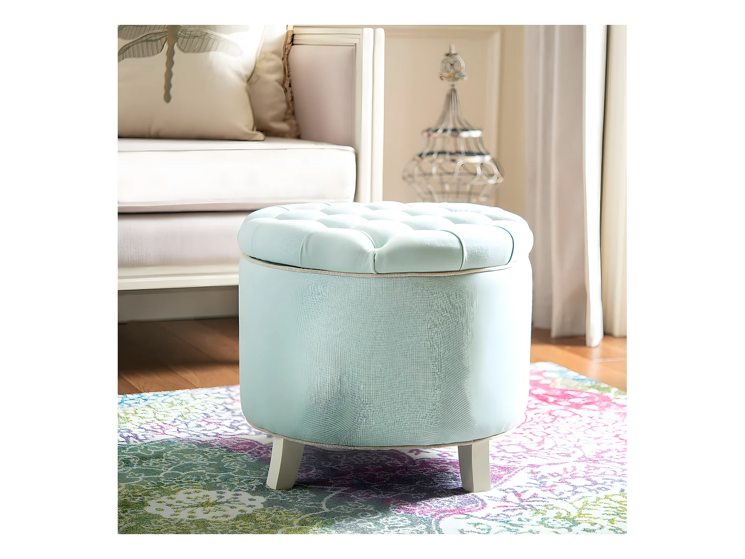 Banc & Ottomane Bleu œuf de mer 53 X 53 X 49.78 cm - Cathy