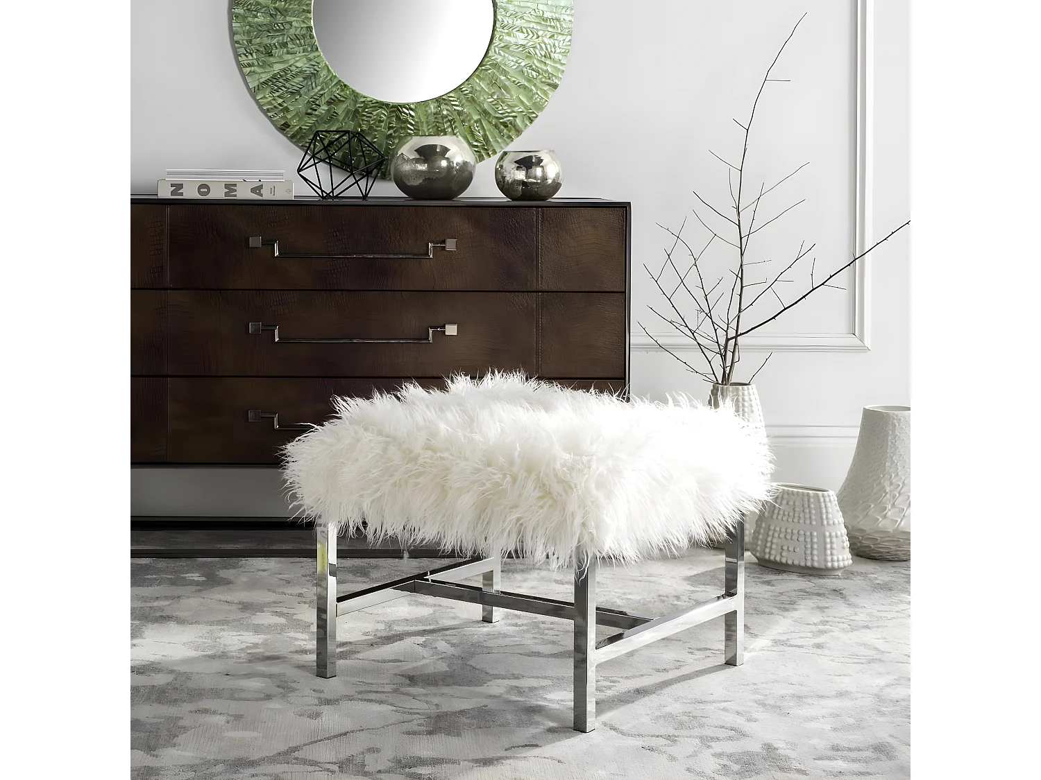 Banc & Ottomane Blanc 53 X 53 X 41.91 cm - Eppie