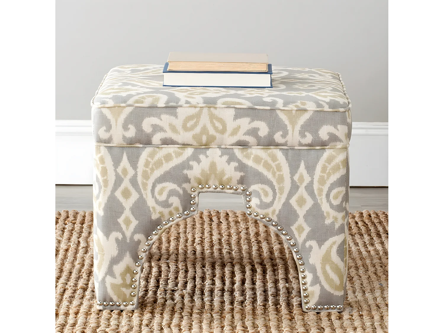 Banc & Ottomane Gris clair et blanc 54 X 54 X 45.46 cm - Thomasina