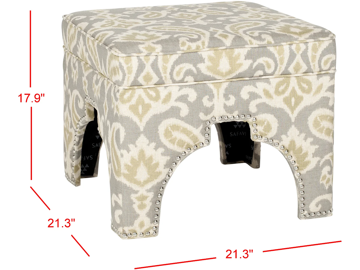 Banc & Ottomane Gris clair et blanc 54 X 54 X 45.46 cm - Thomasina