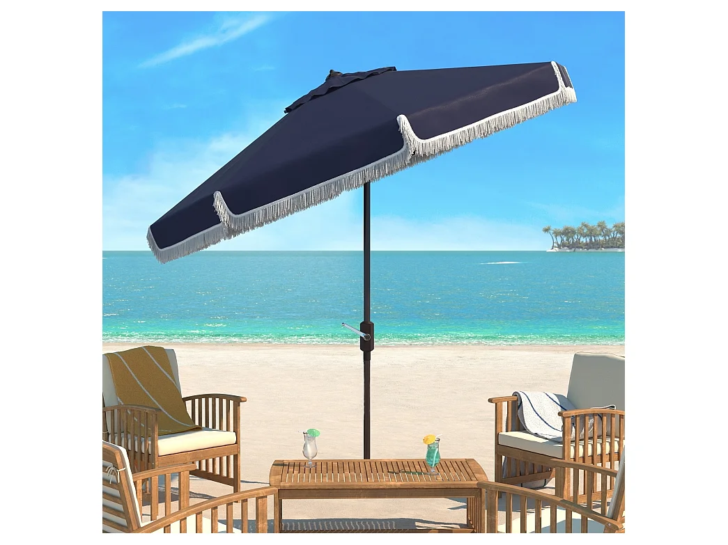 Parasol Marine/Blanc OPEN: 255 x 255 X 250 CLOSE: 15 x 15 x 250 cm - Fabia