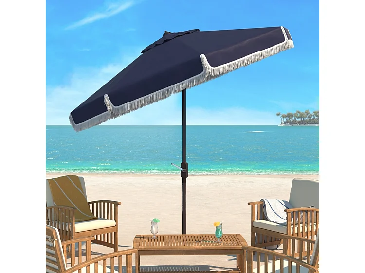 Parasol Marine/Blanc OPEN: 255 x 255 X 250 CLOSE: 15 x 15 x 250 cm - Fabia
